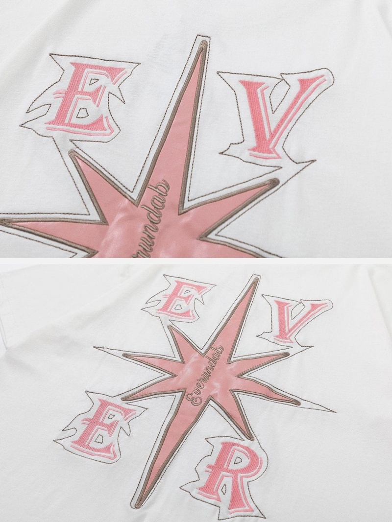 Blanche  T Shirts Aelfric Eden Applique Embroidery Star Tee - HCT-2079321